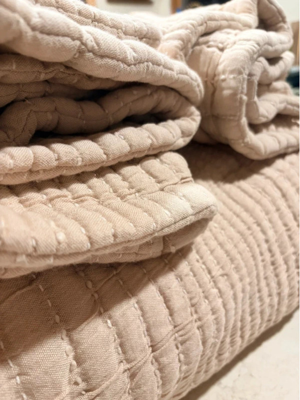 Cotton Channel Stitch Coverlet Set king